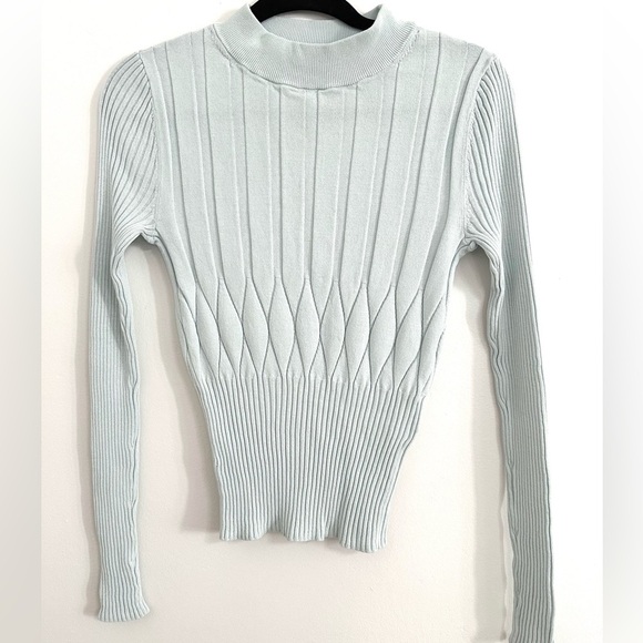 NWT Club Monaco Keisa Light Blue Ribbed Sweater Mint Blue Green S Small - Picture 1 of 4